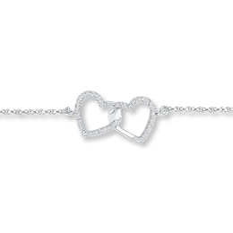 Heart Anklet 1/10 ct tw Diamonds Sterling Silver 9"