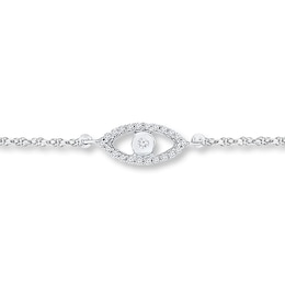Eye Anklet 1/10 ct tw Diamonds Sterling Silver 9&quot;