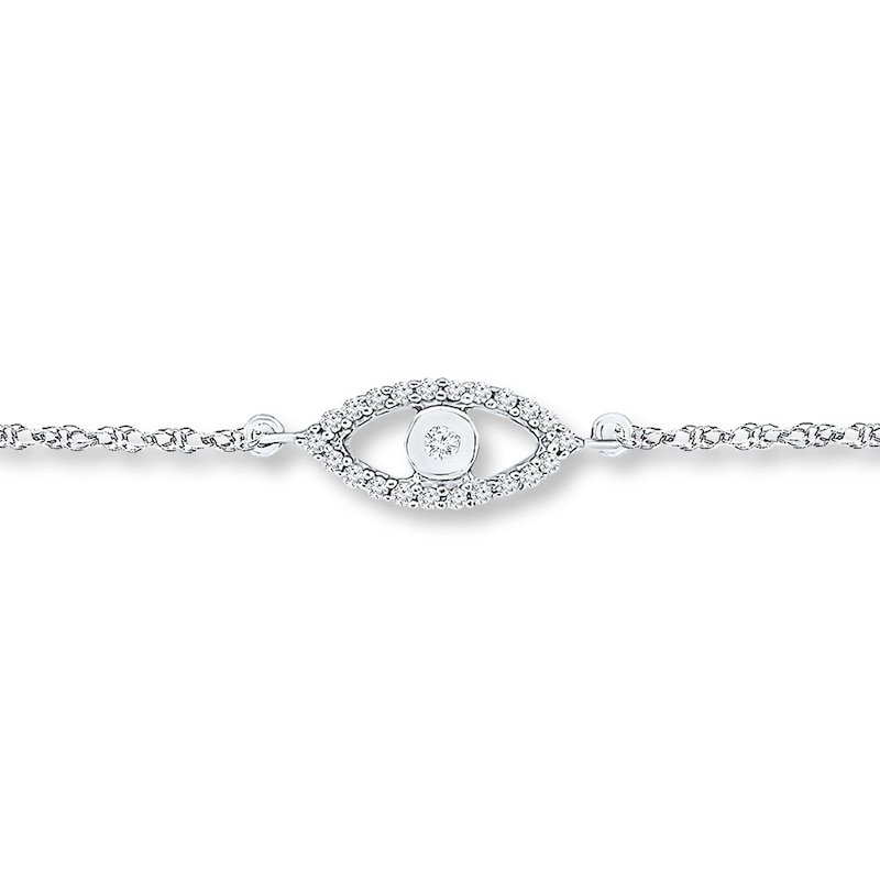 Eye Anklet 1/10 ct tw Diamonds Sterling Silver 9"
