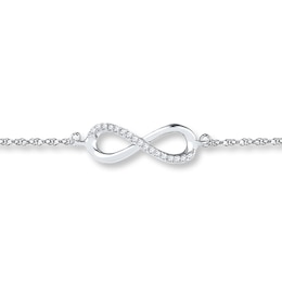 Infinity Anklet 1/20 ct tw Diamonds Sterling Silver 9&quot;