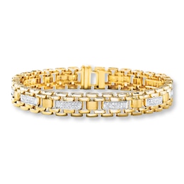 Men's Bracelet 3/4 ct tw Diamonds 10K Yellow Gold 8.25"