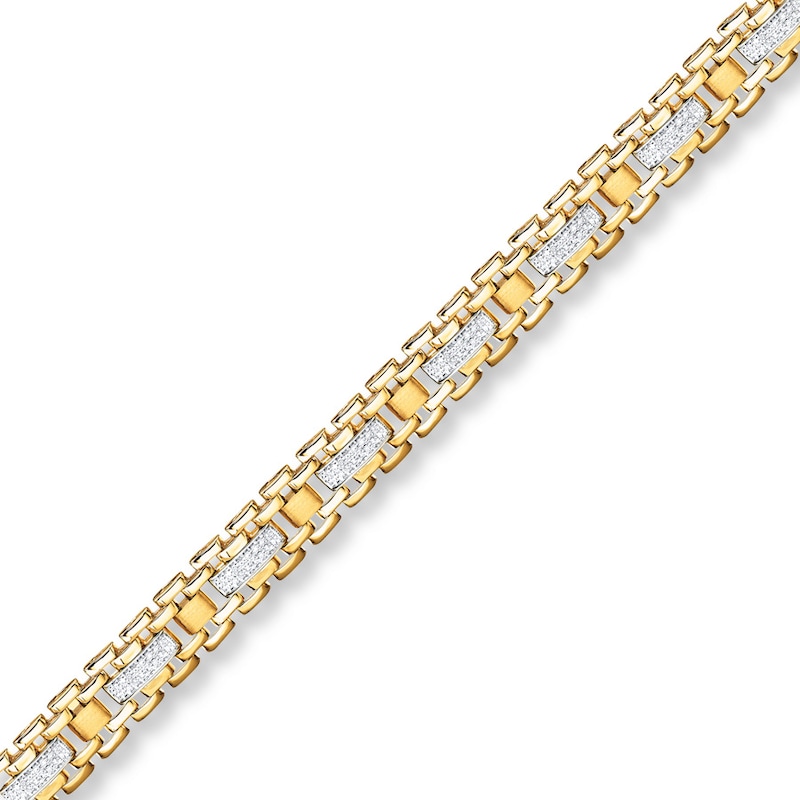 Main Image 2 of Men's Bracelet 3/4 ct tw Diamonds 10K Yellow Gold 8.25"