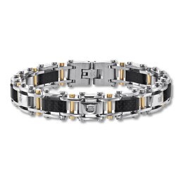 Men's Diamond Bracelet 1/15 ct tw Stainless Steel/Carbon Fiber