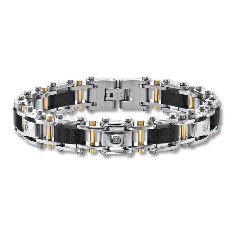 Main Image 1 of Men's Diamond Bracelet 1/15 ct tw Stainless Steel/Carbon Fiber