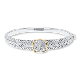 Bangle Bracelet 1/5 ct tw Diamonds Sterling Silver/10K Gold
