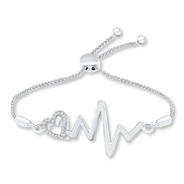 Heartbeat Bolo Bracelet 1/20 ct tw Diamonds Sterling Silver