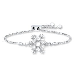 Snowflake Bolo Bracelet Diamond Accents Sterling Silver