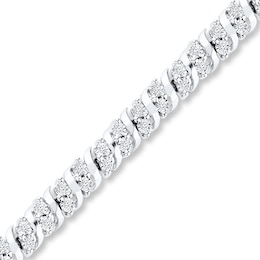 Diamond S-Link Tennis Bracelet 1/2 ct tw Sterling Silver 7"
