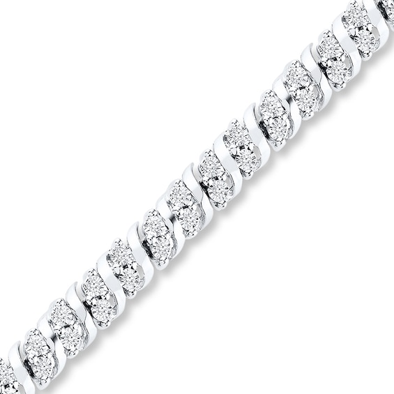 Diamond S-Link Tennis Bracelet 1/2 ct tw Sterling Silver 7"