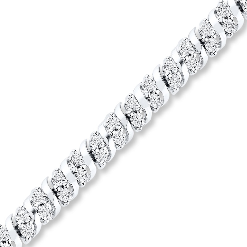 Main Image 1 of Diamond S-Link Tennis Bracelet 1/2 ct tw Sterling Silver 7"