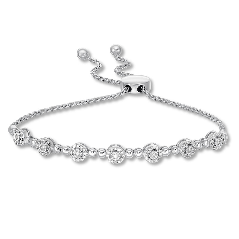 Main Image 1 of Diamond Bolo Bracelet 1/3 ct tw Round-cut 10K White Gold 9.5"