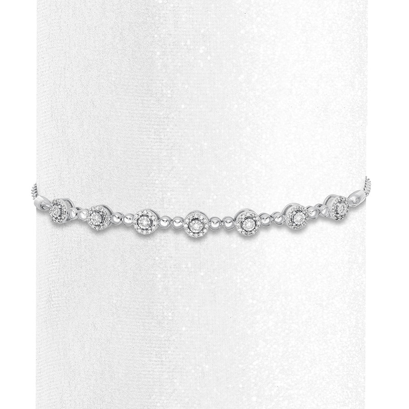 Diamond Bolo Bracelet 1/3 ct tw Round-cut 10K White Gold 9.5"