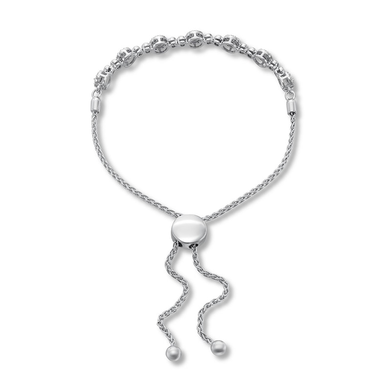 Main Image 3 of Diamond Bolo Bracelet 1/3 ct tw Round-cut 10K White Gold 9.5"