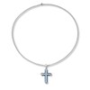 Thumbnail Image 1 of Men's Diamond Cross Necklace Stainless Steel & Blue Ion-Plating 24"