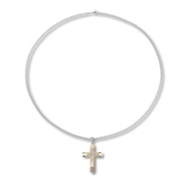 Men's Diamond Cross Necklace 1/10 ct tw Stainless Steel