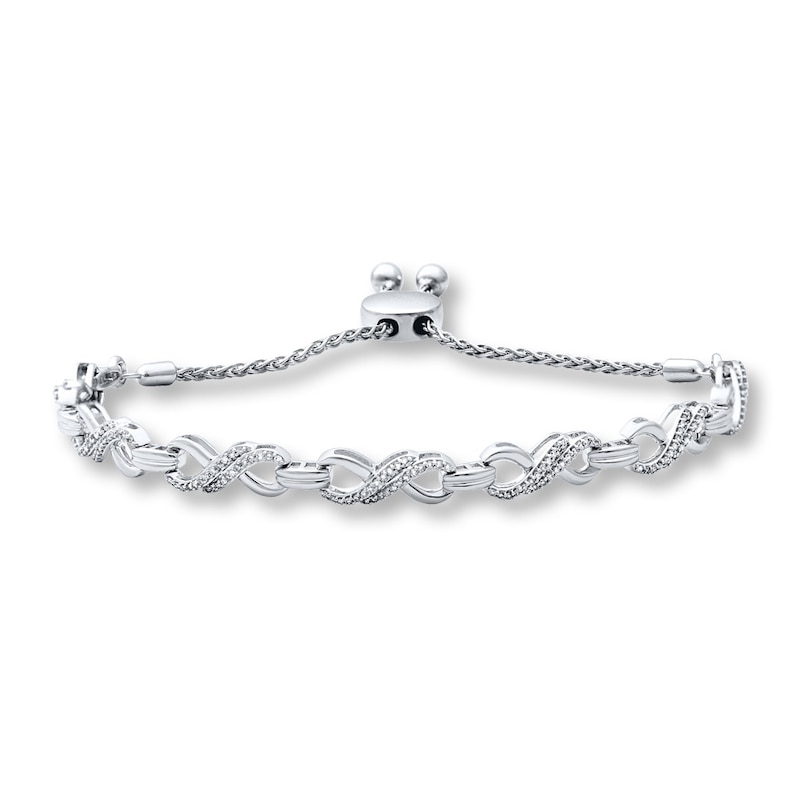 Main Image 1 of Diamond Infinity Bolo Bracelet 1/2 ct tw Sterling Silver 9.5"