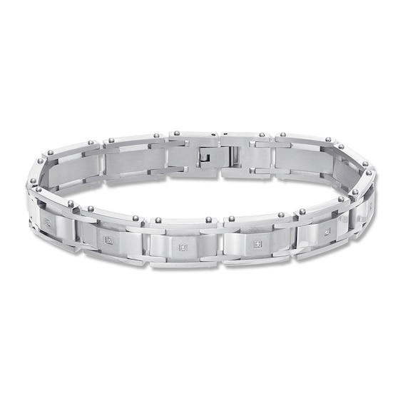 Men's Diamond Bracelet 1/20 ct tw Round-cut Stainless Steel