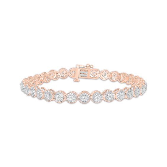 Diamond Bracelet 1 ct tw Round-cut 10K Rose Gold 7.25"