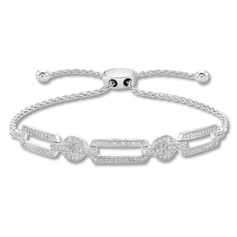 Main Image 1 of Diamond Link Bolo Bracelet 3/8 ct tw Round-cut Sterling Silver 9.5"