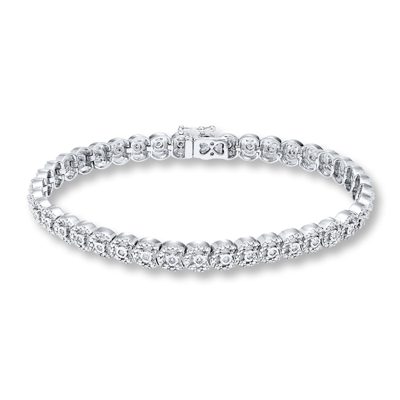 Diamond Bracelet 3/8 ct tw Round-cut Sterling Silver 7.75"