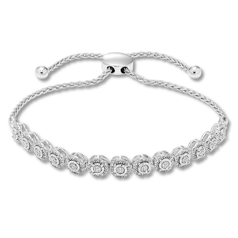 Main Image 1 of Diamond Bolo Bracelet 1/5 ct tw Round-cut Sterling Silver