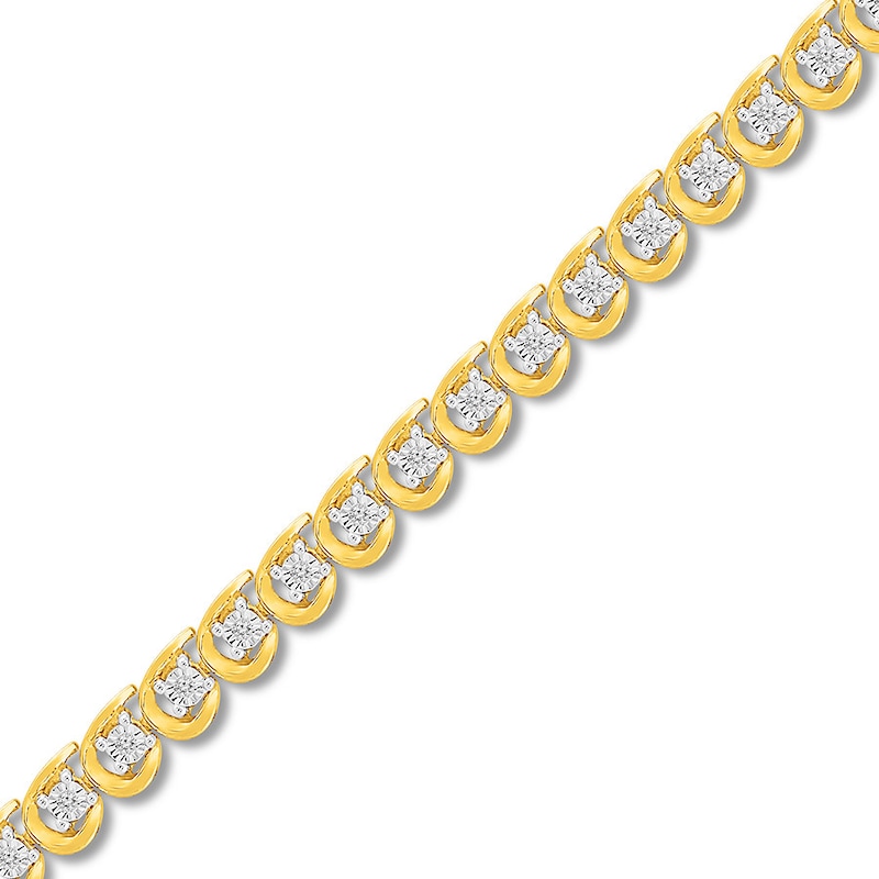 Diamond Bracelet 1/4 ct tw Round-cut 10K Yellow Gold 7.25"