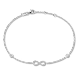 Diamond Infinity Anklet 1/15 ct tw Round-cut Sterling Silver 9.5&quot;