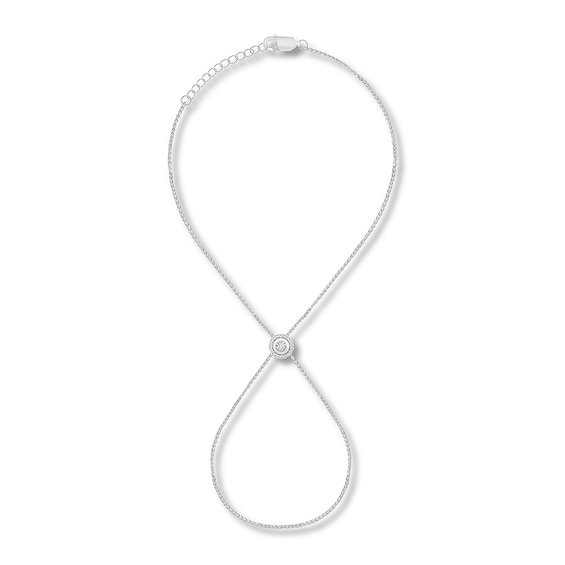 Diamond Hand Bracelet 1/15 ct tw Round-cut Sterling Silver 7.5"