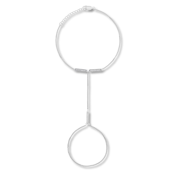 Diamond Hand Bracelet 1/10 ct tw Round-cut Sterling Silver 7.5"