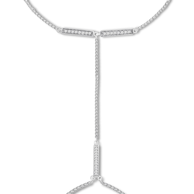 Main Image 2 of Diamond Hand Bracelet 1/10 ct tw Round-cut Sterling Silver 7.5"