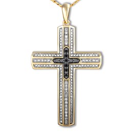 Men's Diamond Cross Necklace 3/4 ct tw 10K Yellow Gold 22&quot;