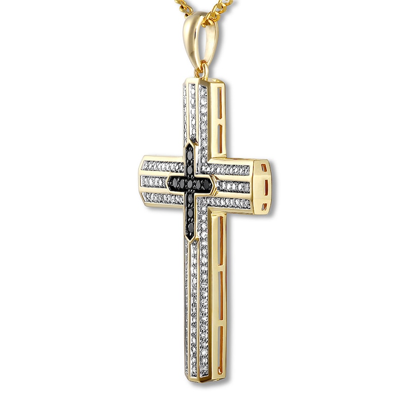 Men's Diamond Cross Necklace 3/4 ct tw 10K Yellow Gold 22"
