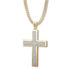 Thumbnail Image 1 of Men's Diamond Cross Necklace 1/4 ct tw Round 10K Yellow Gold