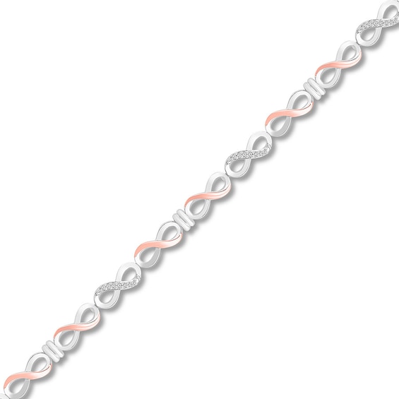 Diamond Infinity Bracelet 1/10 ct tw Sterling Silver & 10K Rose Gold 7.25"