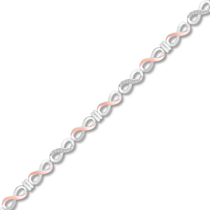 Main Image 1 of Diamond Infinity Bracelet 1/10 ct tw Sterling Silver & 10K Rose Gold 7.25"