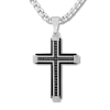 Thumbnail Image 0 of Men's Black Diamond Cross Necklace 1/6 ct tw Stainless Steel