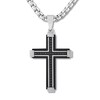 Thumbnail Image 1 of Men's Black Diamond Cross Necklace 1/6 ct tw Stainless Steel