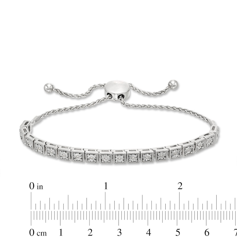 Main Image 2 of Diamond Bolo Bracelet 1/10 ct tw Round-cut Sterling Silver 9.5"