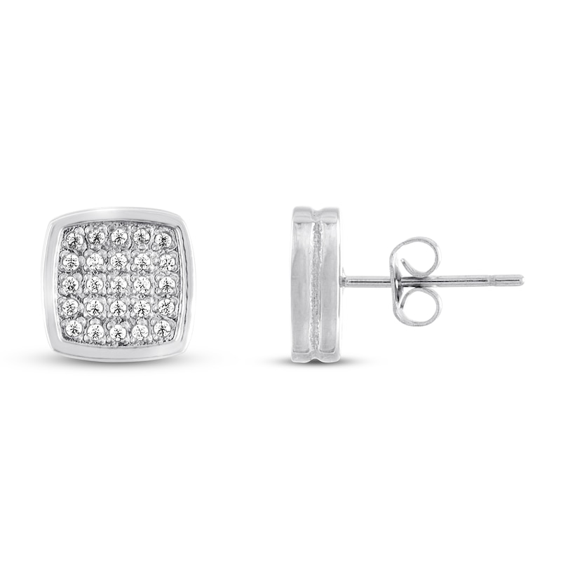 Main Image 1 of Men's Diamond Earrings 1/4 ct tw Round-cut Stainless Steel