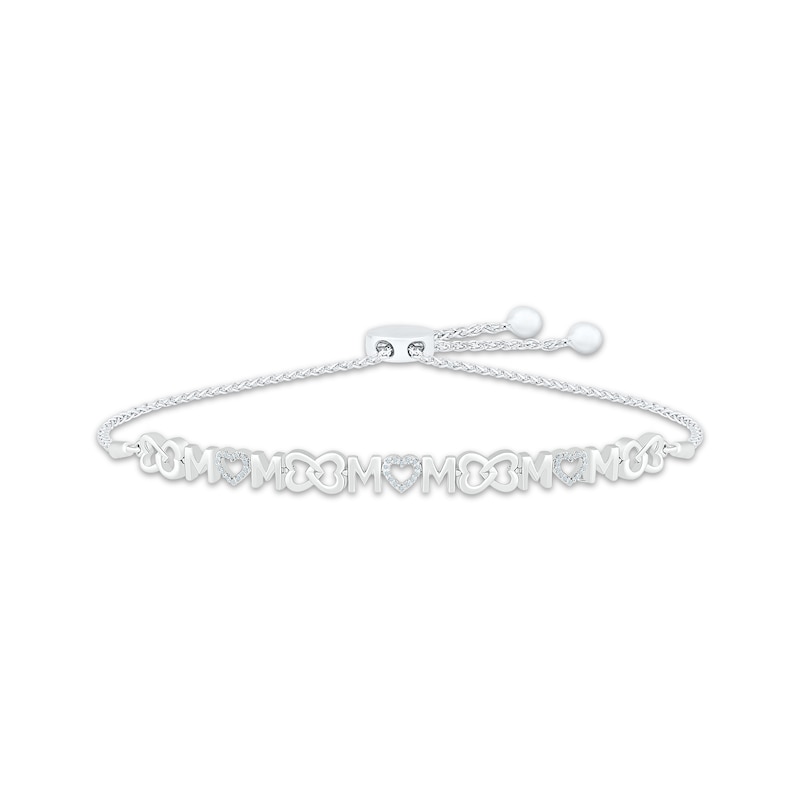 Mom Bolo Bracelet 1/10 ct tw Diamonds Sterling Silver 9.5"