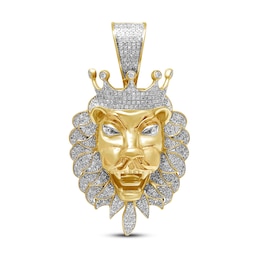 Men’s Diamond Lion Head Pendant 1 ct tw 14 Yellow Gold-Plated