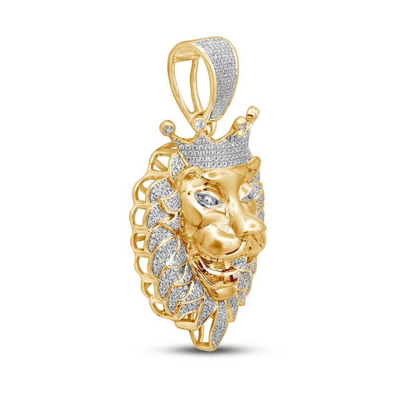 Men’s Diamond Lion Head Pendant 1 ct tw 14 Yellow Gold-Plated