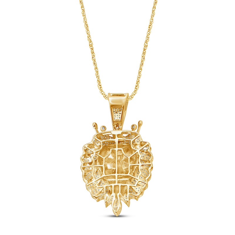 Men’s Diamond Lion Head Pendant 1 ct tw 14 Yellow Gold-Plated