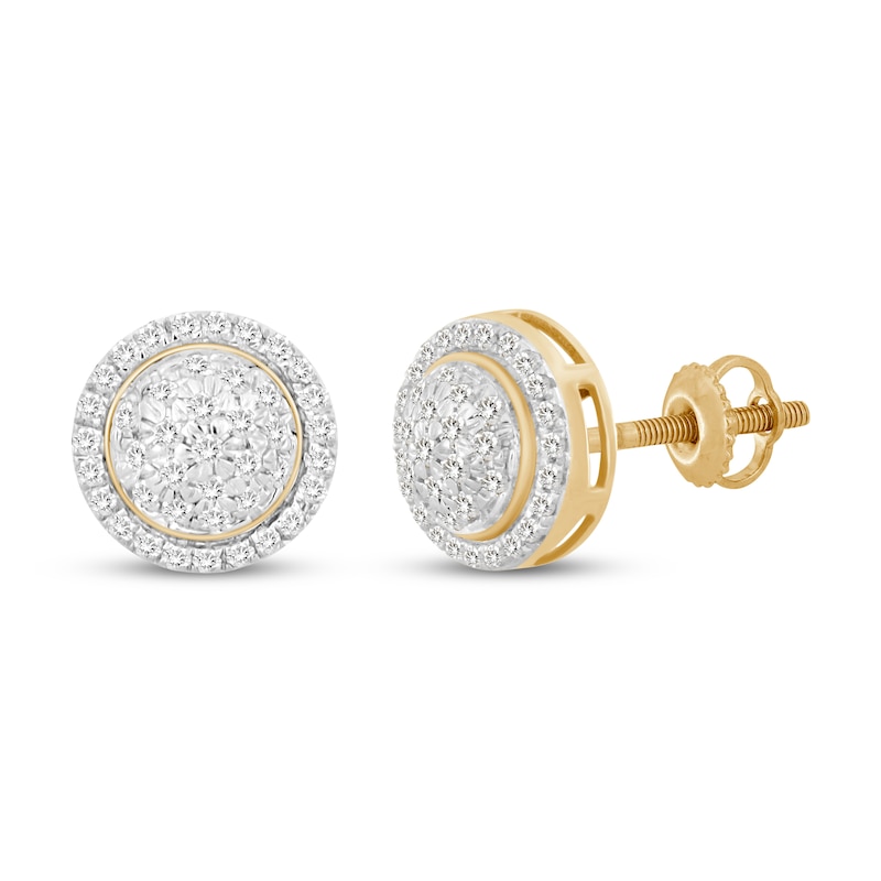 Main Image 1 of Men's Diamond Earrings 1/4 ct tw 10K Yellow Gold