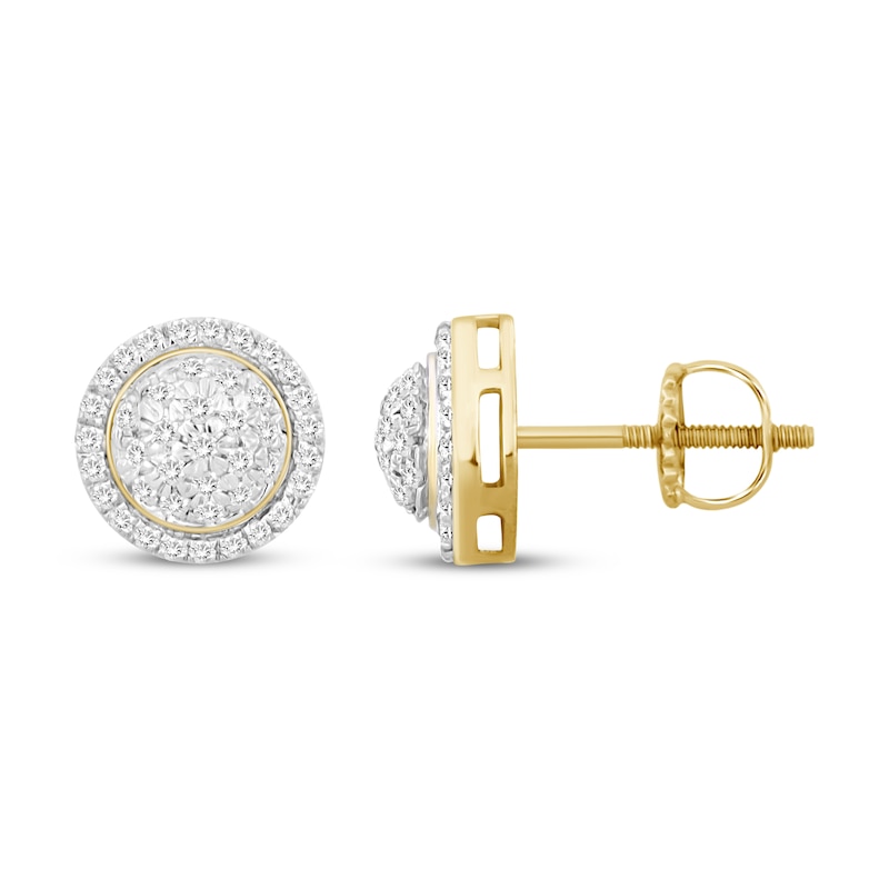 Main Image 2 of Men's Diamond Earrings 1/4 ct tw 10K Yellow Gold
