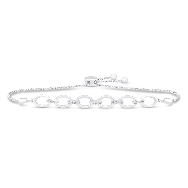 Main Image 1 of Diamond Bolo Bracelet 1/10 ct tw Sterling Silver 9.5"