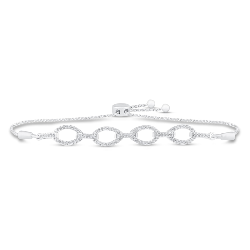 Main Image 1 of Diamond Bolo Bracelet 1/4 ct tw Sterling Silver 9.5"