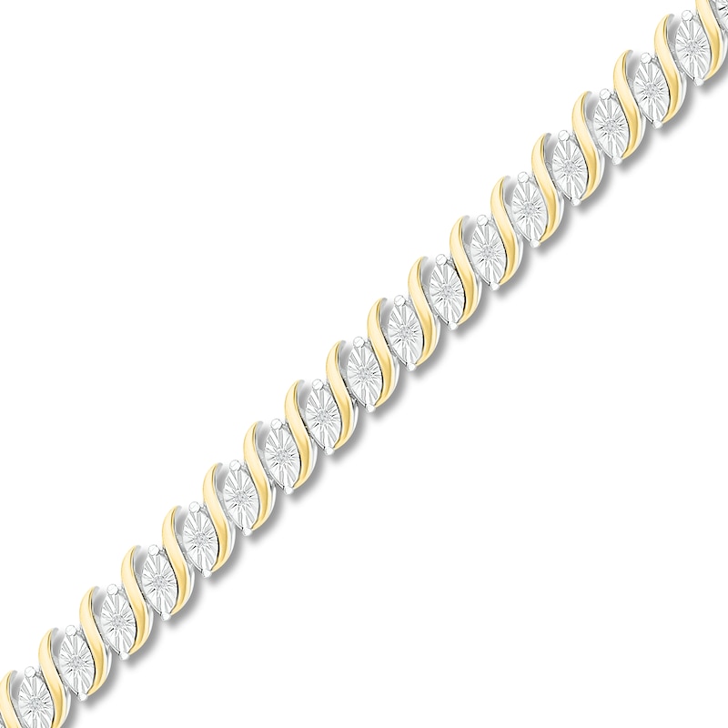 Diamond Bracelet 1/10 ct tw 10K Yellow Gold & Sterling Silver 7.25"