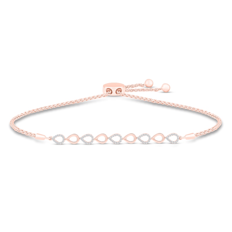 Main Image 1 of Diamond Bolo Bracelet 1/5 ct tw 10K Rose Gold 9.5"