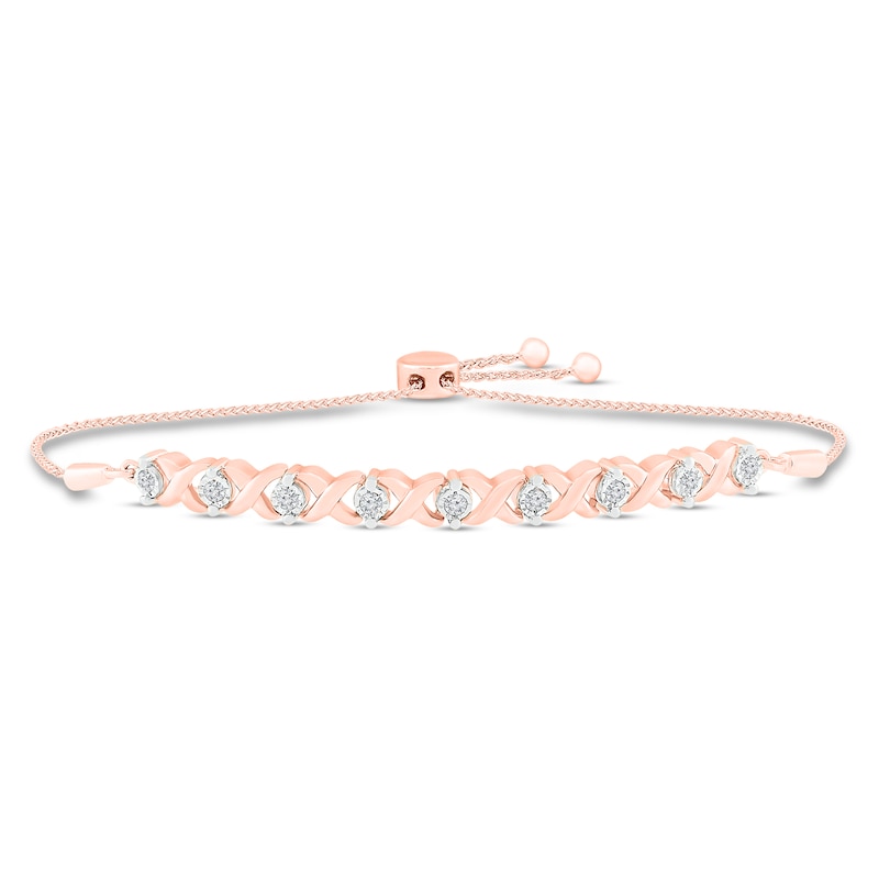Main Image 1 of Diamond Bolo Bracelet 1/2 ct tw 10K Rose Gold 9.5"